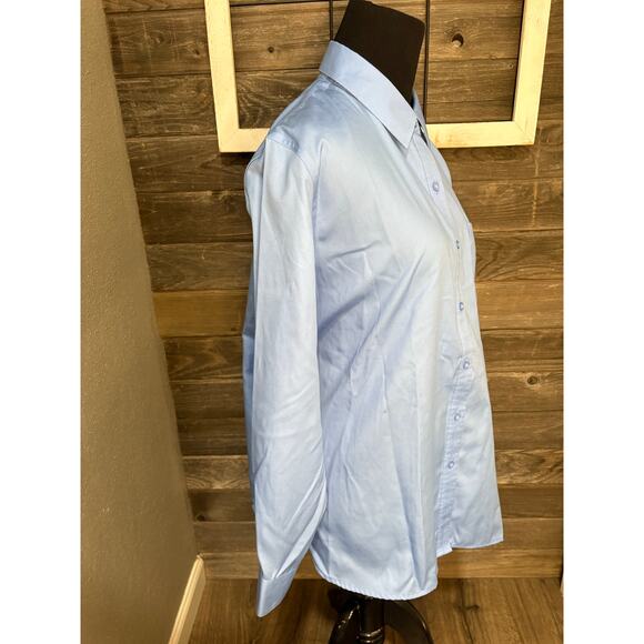 Coldwater Creek blue long sleeve button up blouse women's size petite large PL - Picture 3 of 6